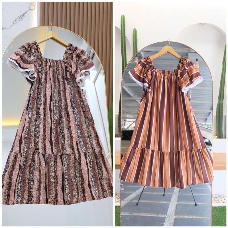 DASTER RENDA MOTIF KEKINIAN TALI SERUT BAGIAN PUNDAK | DRESS RENDA BAGIAN LENGAN MOTIF KEKINIAN | AR