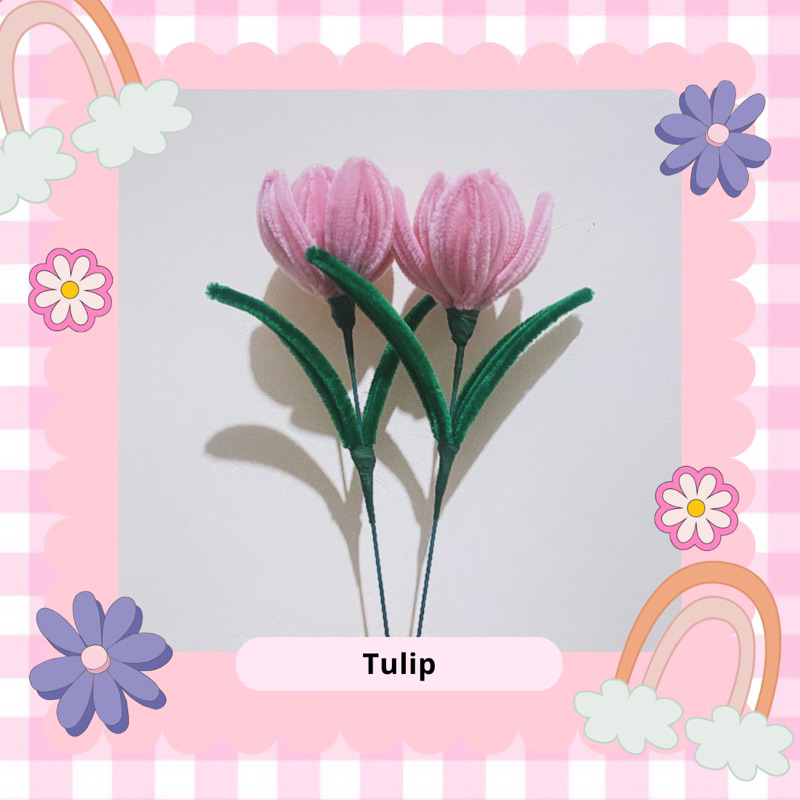[[ BUNGA TULIP ]] Bunga Kawat Bulu Satuan / Bunga Kawat Bulu 1 Tangkai / Bunga Kawat Bulu Pertangkai
