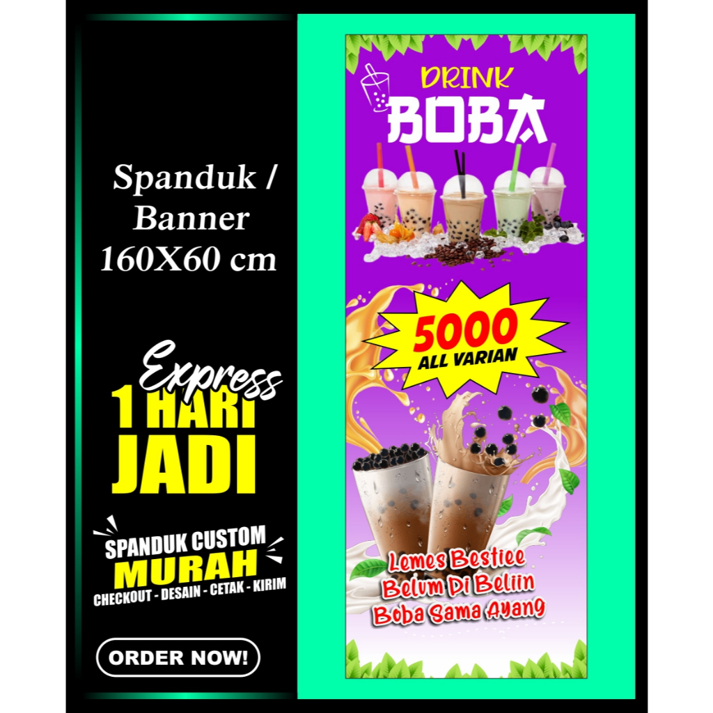 Banner BOBA , Spansuk BOBA , 160X60 cm, COD / Banner BOBA , Spansuk BOBA , 160X60 cm