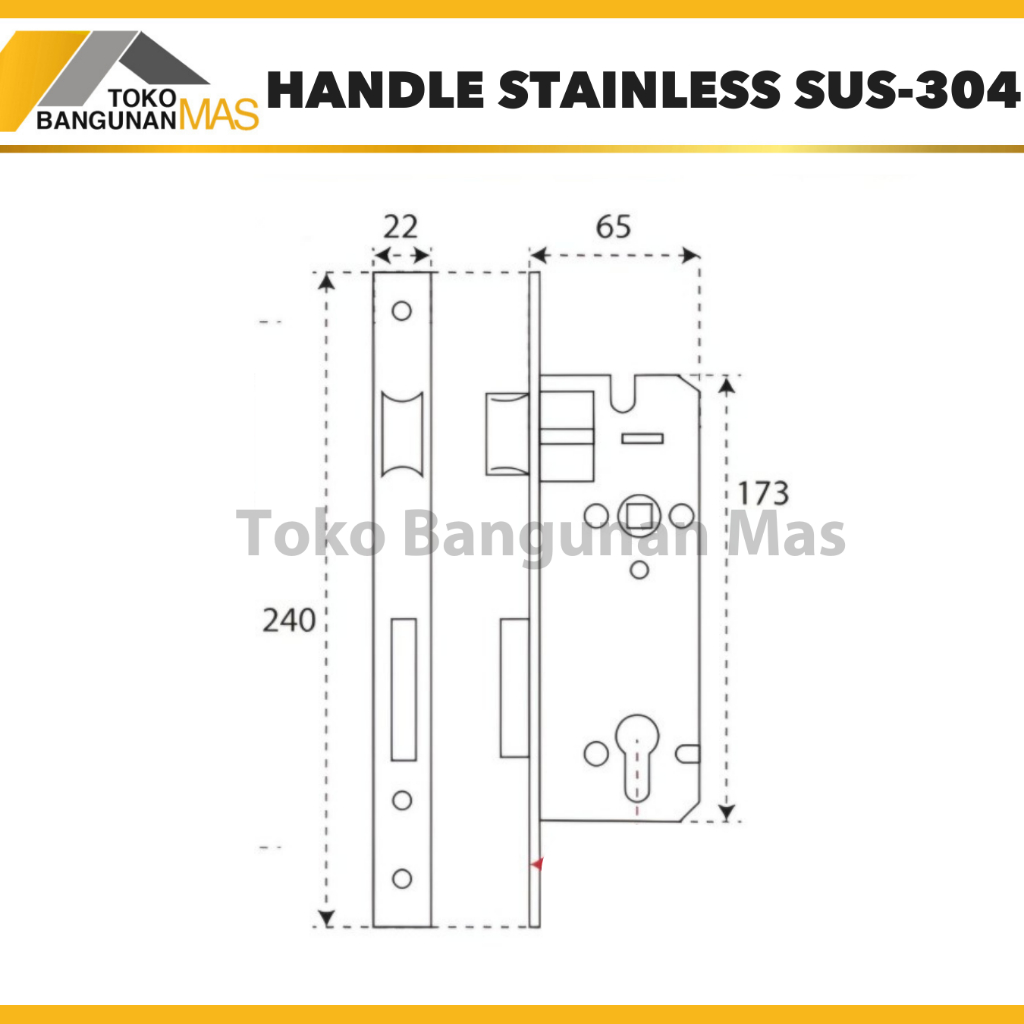 Handle Kunci Pintu STAINLESS SUS-304 Virenzzo Besar 25CM High Quality Stainless BAGUS