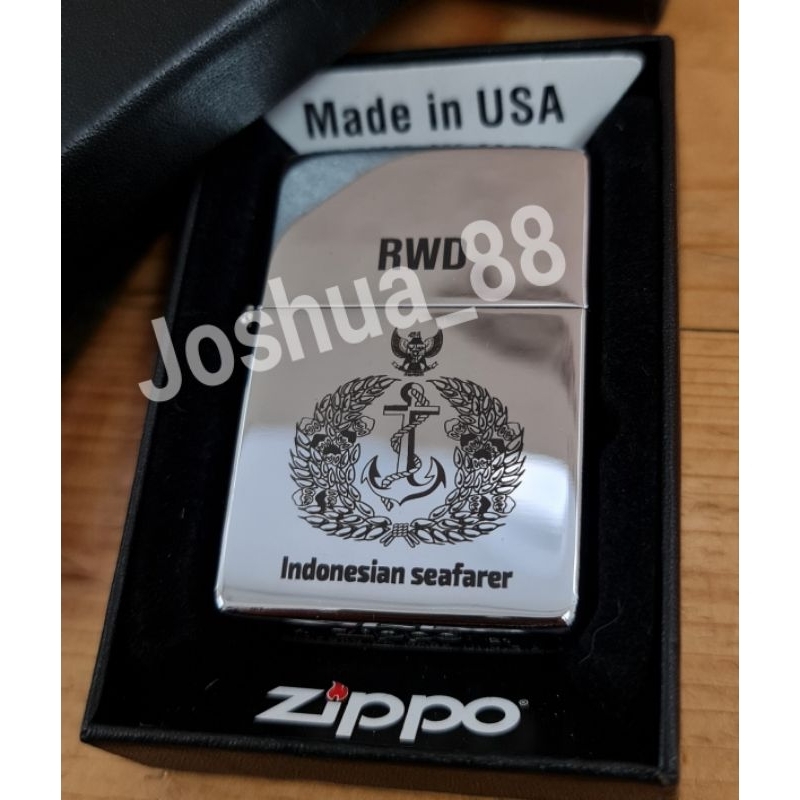 Zippo Korek Api Custom Ukir Logo TNI AL Silver Bisa Ukir Nama Logo Sendiri
