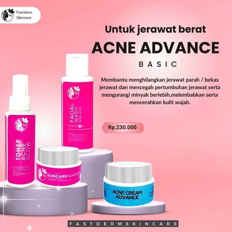 FAST DERM PAKET ACNE EXPRESS BASIC / FASTDERM ACNE CREAM ADVANCE / NIGHT ACNE EXPRESS WAJAH BEREJERA