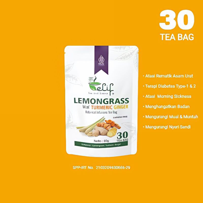 

Teh Tea Lemongrass Turmeric Ginger Serai Kunyit Jahe isi 30 Bag