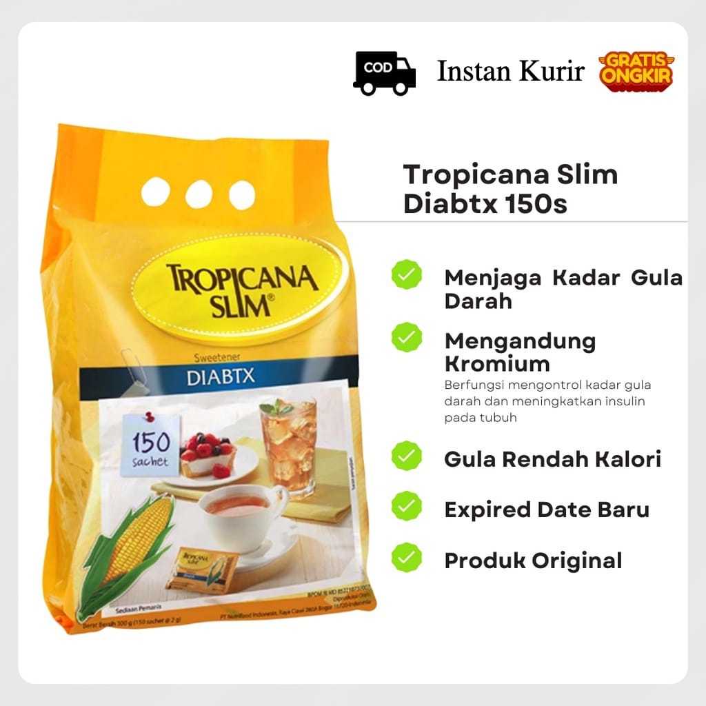 

Gula Tropicana Slim Diabtx Box 150 Sachet / Promo Murah Gula