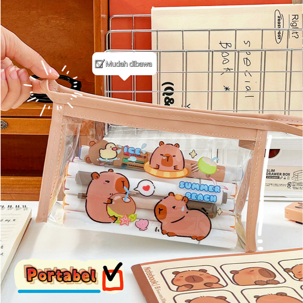 

Tempat Pensil Capybara Aesthetic Transparan Lucu / Kotak Pensil Alat Tulis Capybara TLD60