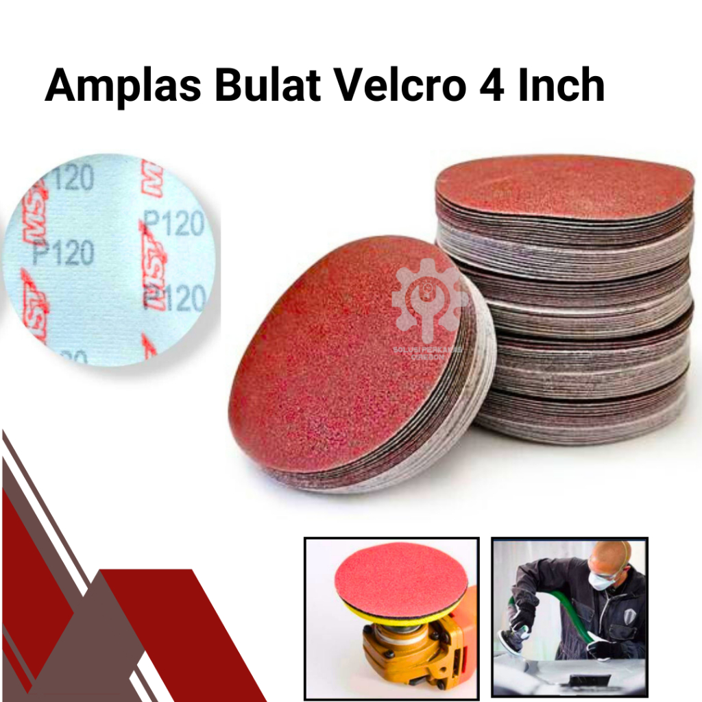 Amplas Bulat Velcro 4 inch Grit 40 60 80 100 120 150 240 320 400 Amplas Kayu Bulat / Amplas Tempel G