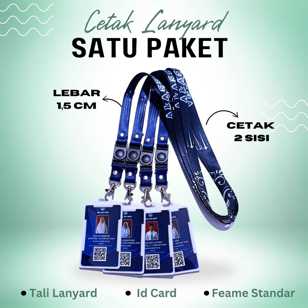 

TERBARU LANYARD PAKET KOMPLIT 1,5CM 2 SISIBAHAN PVC LANYARD+ ID CARD=KOPLIT