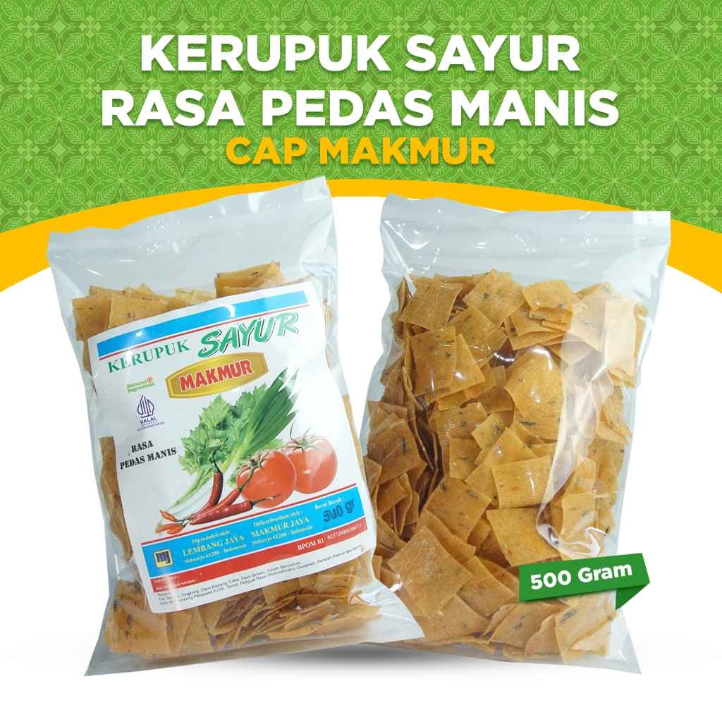 

KERUPUK MENTAH CAP MAKMUR, KERUPUK SAYUR RASA PEDAS MANIS RENYAH GURIH TANPA DIJEMUR