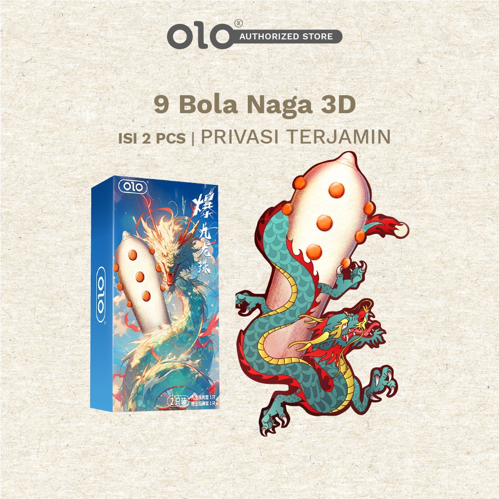 Kondom OLO 001 9 Bola Naga 3D 1 Box isi 2 Pcs 1 Bergerigi & 1 Ultrathin Condom Paling Tipis