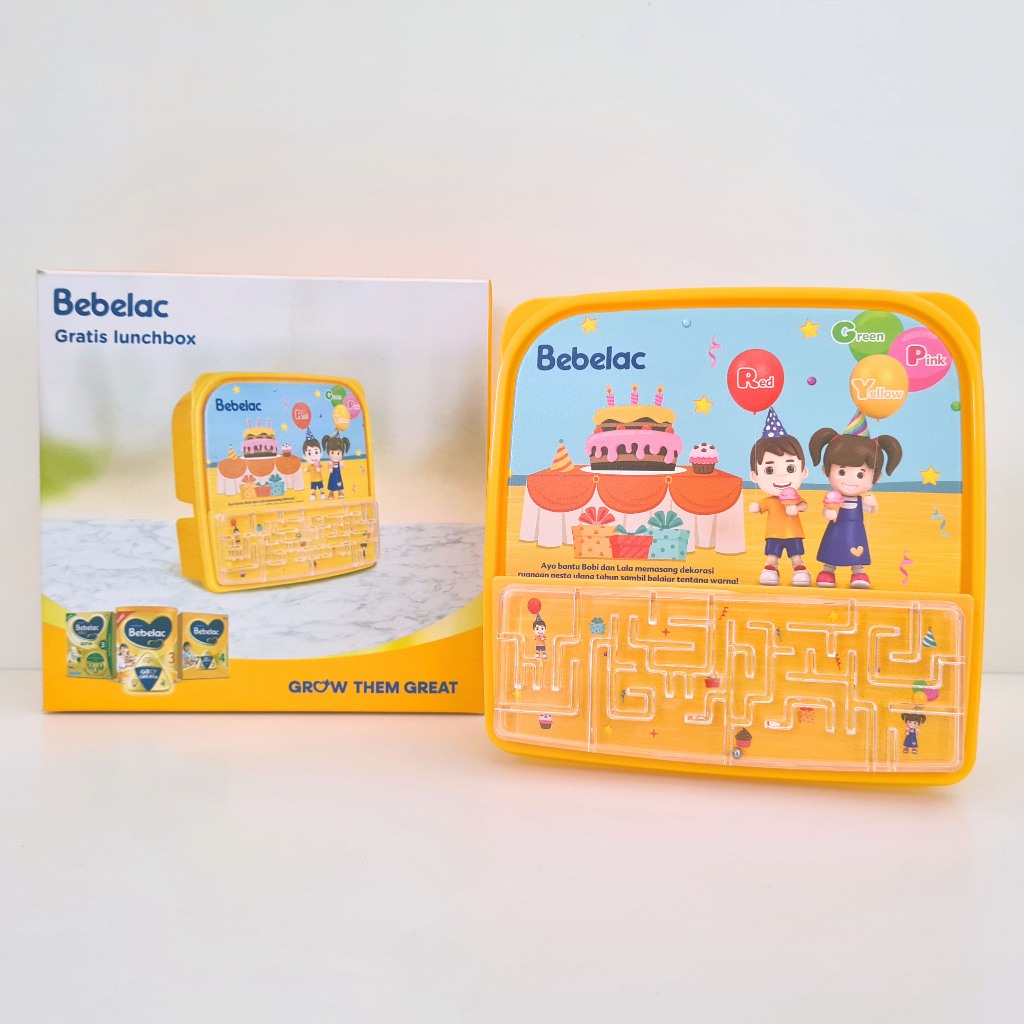 Wadah Tempat Kotak Bekal Lunch Box Makan Anak Sekolah Plastik Serbaguna Bebelac Mainan Maze Kuning