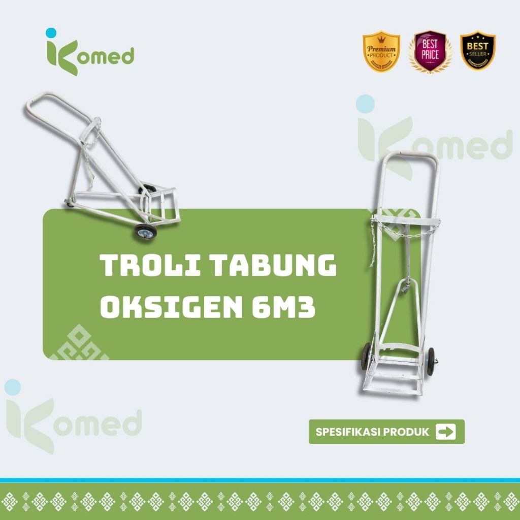 Perlengkapan Medis Dorongan Tabung Oksigen Besar Ukuran 6m3