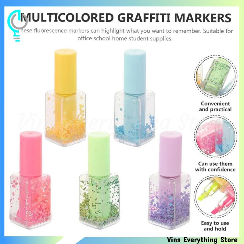 

[VES] Stabilo Mini Model Cat Kuku / Highlighter Spidol Untuk Mewarnai Penanda Kalimat Penting / Colorful Cute Nail Polish Glitter / Perlengkapan Alat Tulis Kantor Sekolah Anak / Warna Coloring Unik Lucu