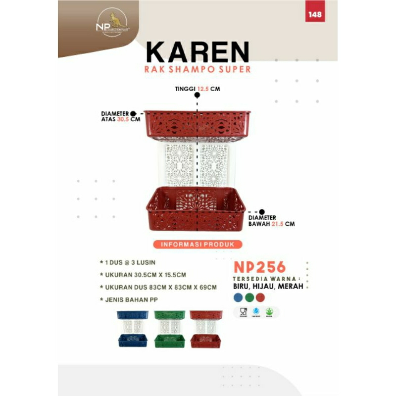 Rak gantung Kamar mandi KAREN NP / Rak serbaguna/ Rak plastik serbaguna