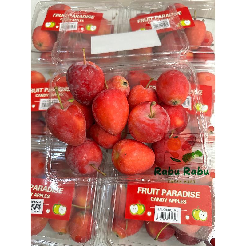 

Buah Apel Candy Strawberry stroberi cherry cerry Import mini Apples pack isi 500-600 gram segar fresh