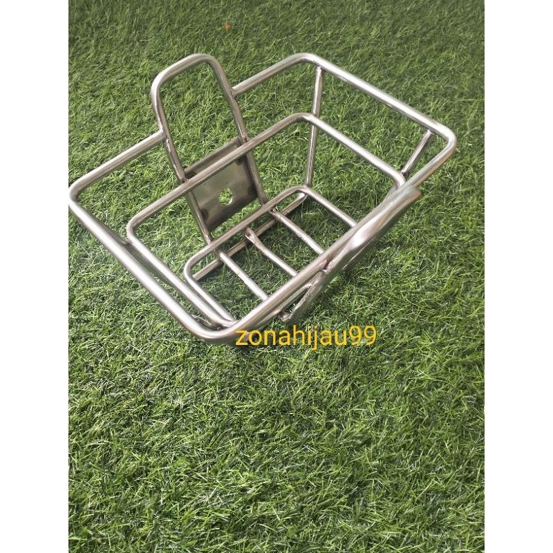 Keranjang sepeda lipat Ful stainless adaptor front blok Rak depan sepeda lipat Bahan ful stainless K