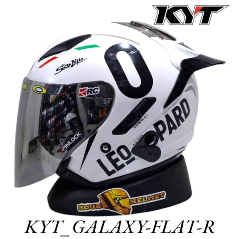 Helm KYT Galaxy flat R White paket ganteng original KYT