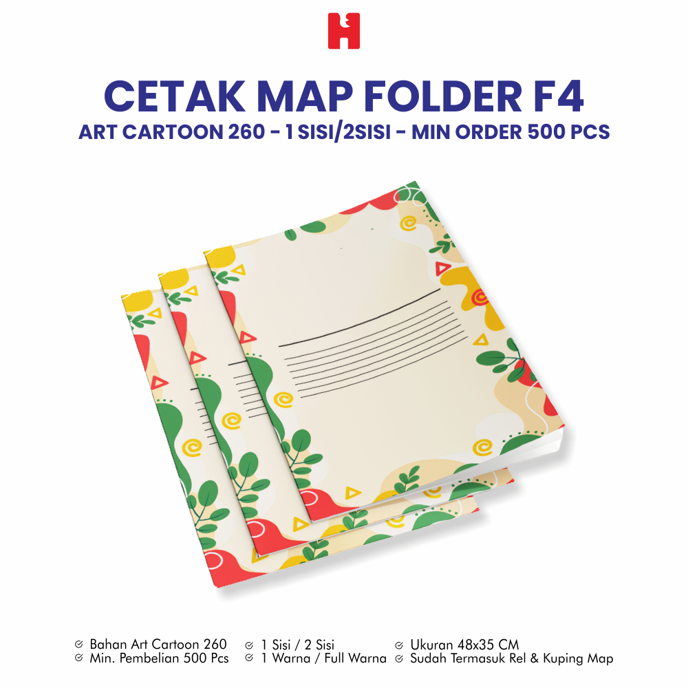 

Cetak Map Folder F4 Custom - Bahan Art Cartoon 260 1 Sisi/2 Sisi *Minimal Order 500 Pcs
