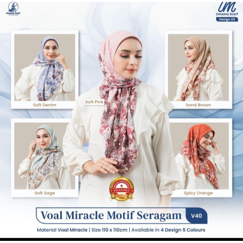 Jilbab Umama Motif Pouch Jilbab Segi Empat Umama Voal Miracle Premium