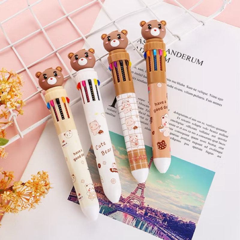 

Pulpen warna warni 10 warna motif Karakter Teddybear