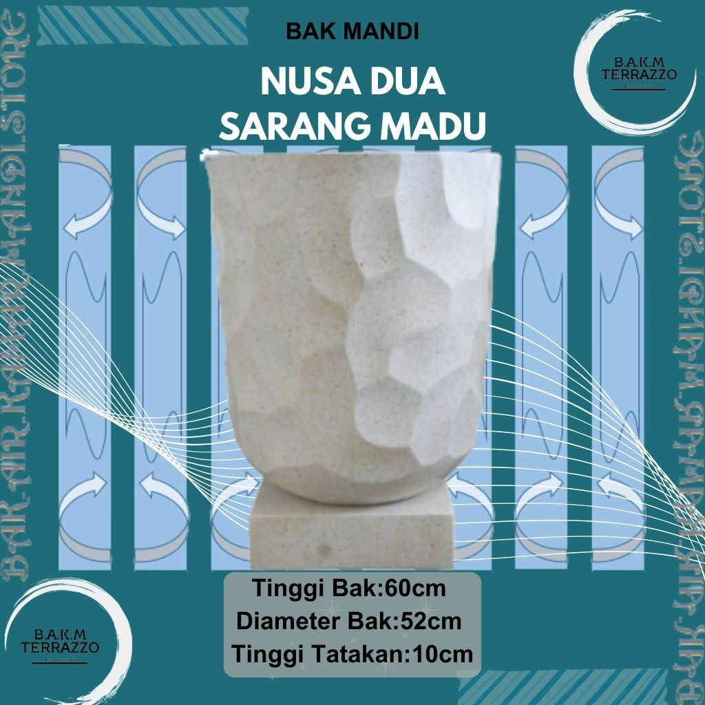 BAK AIR KAMAR MANDI | BAK MANDI TERASO MINIMALIS | BAK MANDI KERAMIK | TIPE NUSA DUA SARANG MADU