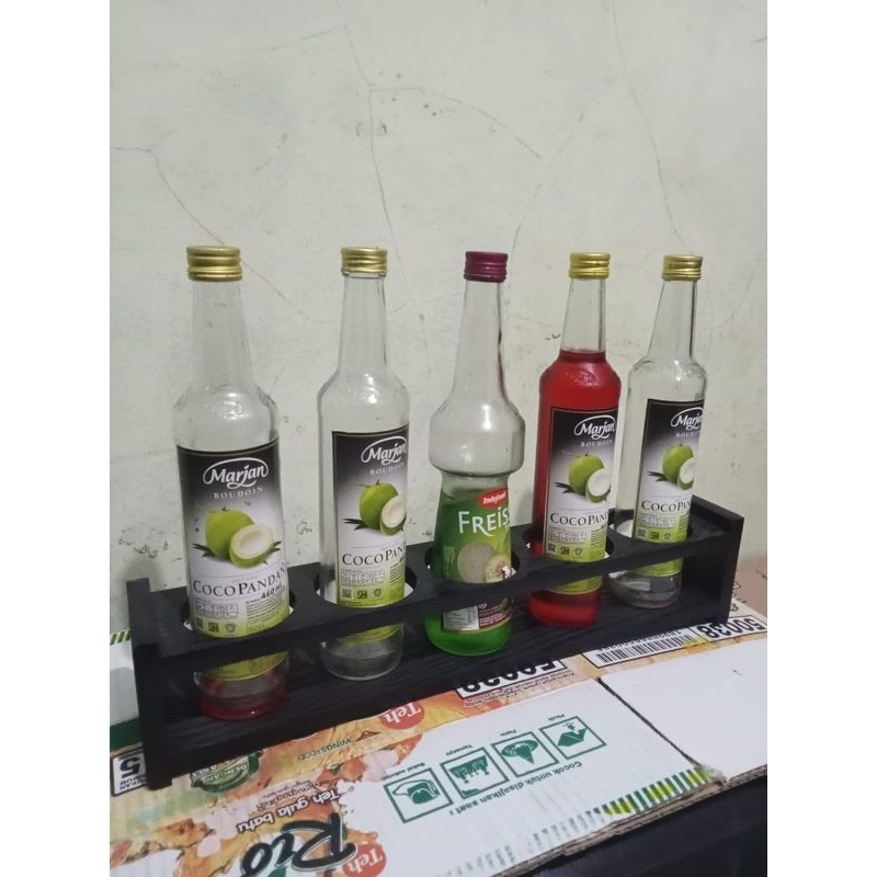 rak botol marjan.saus.kecap lobang diamtr 7cm bahan kayu