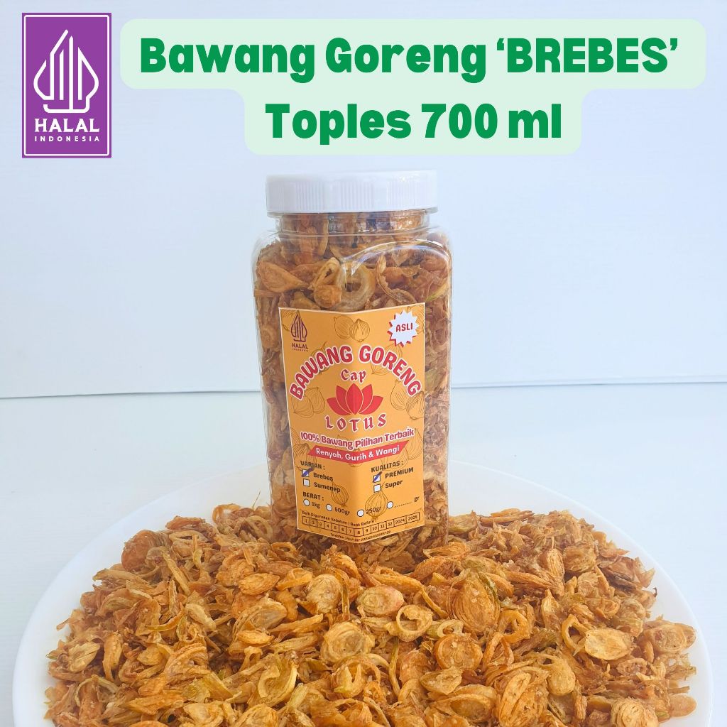 

BAWANG GORENG ASLI BREBES PREMIUM Toples Sedang Cap Lotus