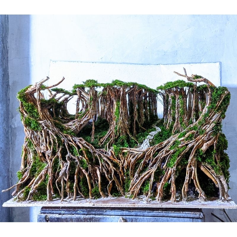 Hardscape jungle sudah siap pakai buat tank ukuran P60. 30.30.cm sudah diplanting mossjava