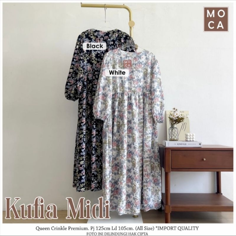 Midi Dress Bahan Rayon Crinkle Busui Kufia Midi