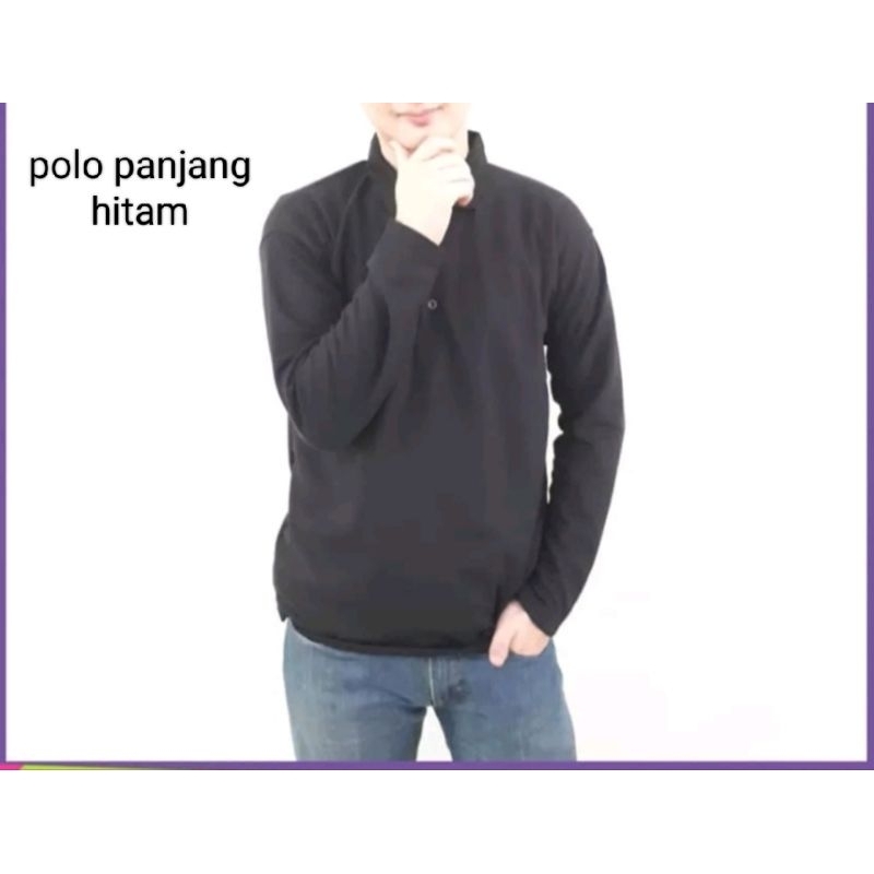 kaos kerah panjang polos/kaos kerah polos shirt/kaos kerah panjang polos hitam/kaos kerah polos unis