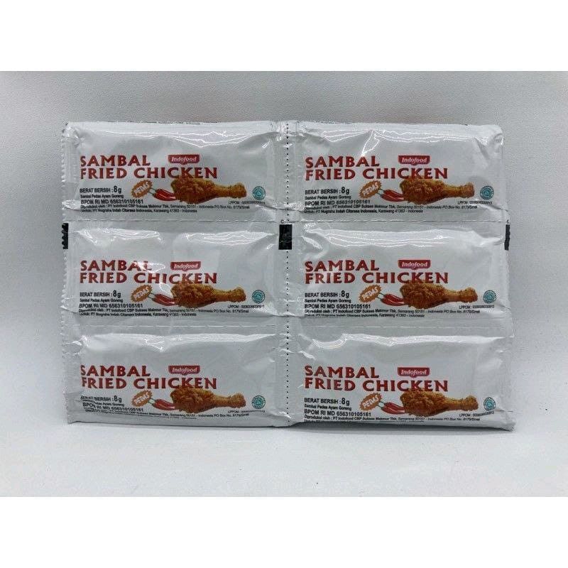 

6 renteng 0Indofood Sambal Fried Chicken Sachet 8 g (isi 24 pcs)