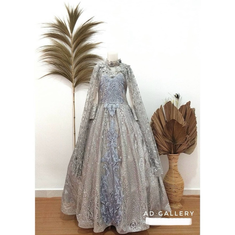 Preloved gaun pengantin abu bonus jas pengantin