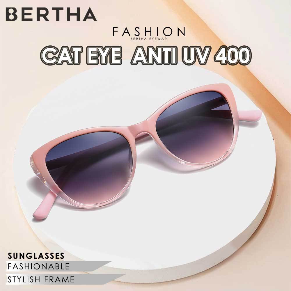 Bertha Kacamata Sunglasses Anti UV 400 Style Cat Eye Simple Bahan TR90 Nyaman Lentur Fashion Wanita 