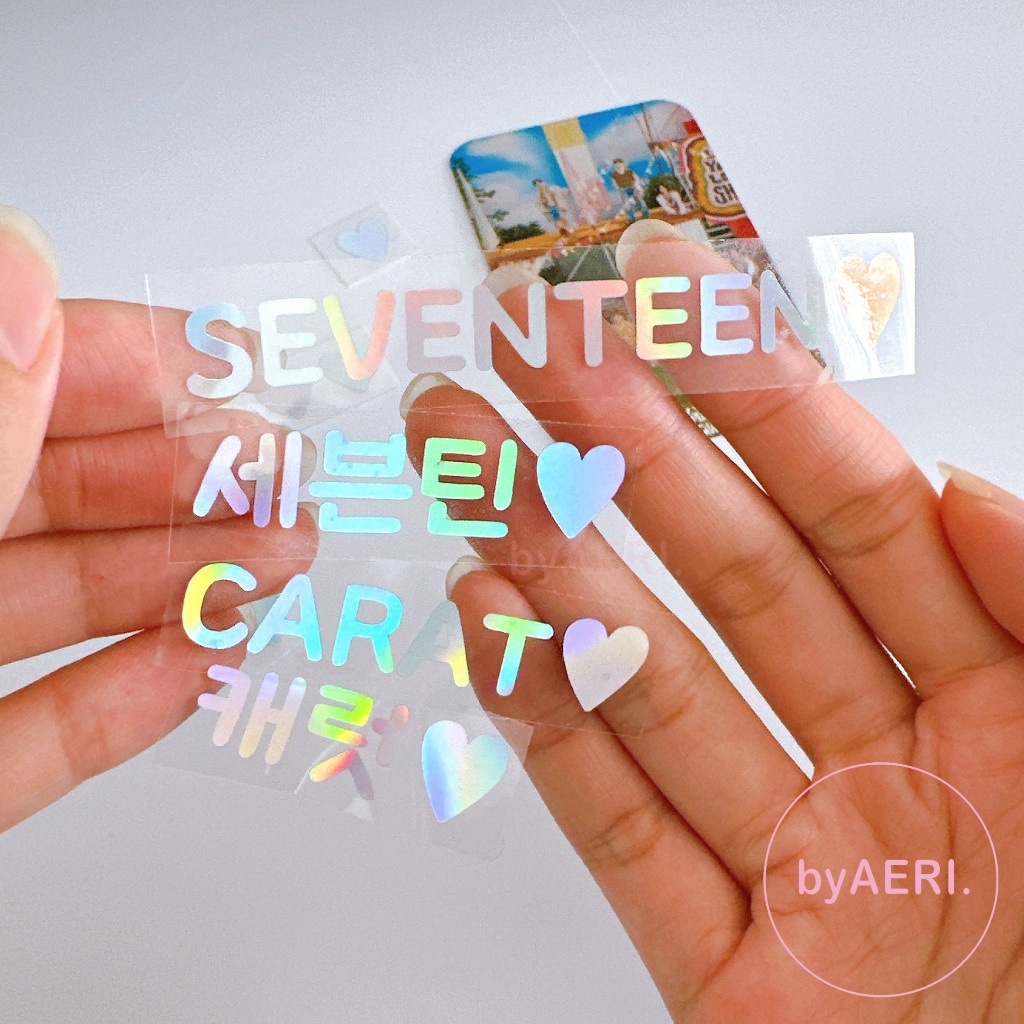 

SEVENTEEN MINI TULISAN STICKER SET (NAME+HANGUL) LIGHTSTICK DECO STIKER HOLOGRAM
