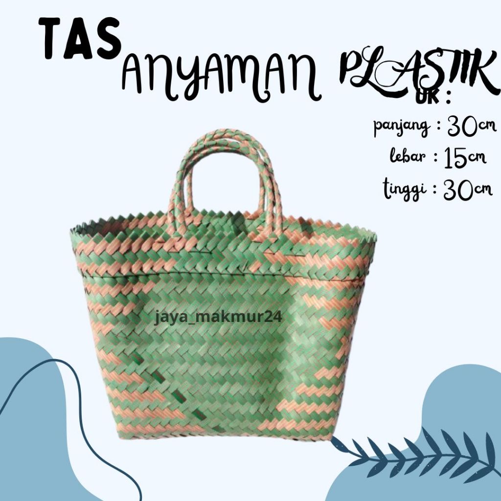 tas belanja anyaman plastik / tas anyaman lurik