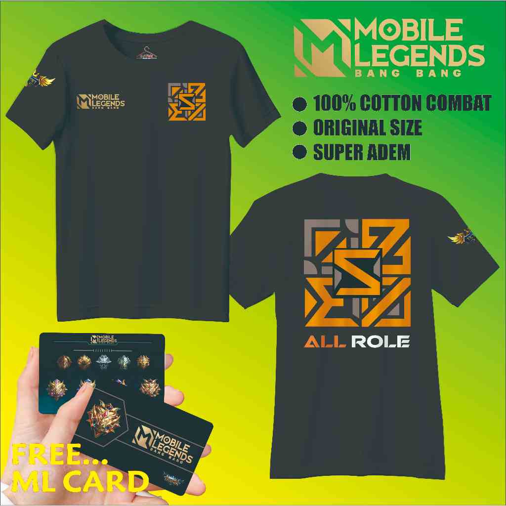 Kaos T-shirt Game Mobile Legend Allrole Hero Baju ML Game Moba Distro Atasan Pria Wanita Premium