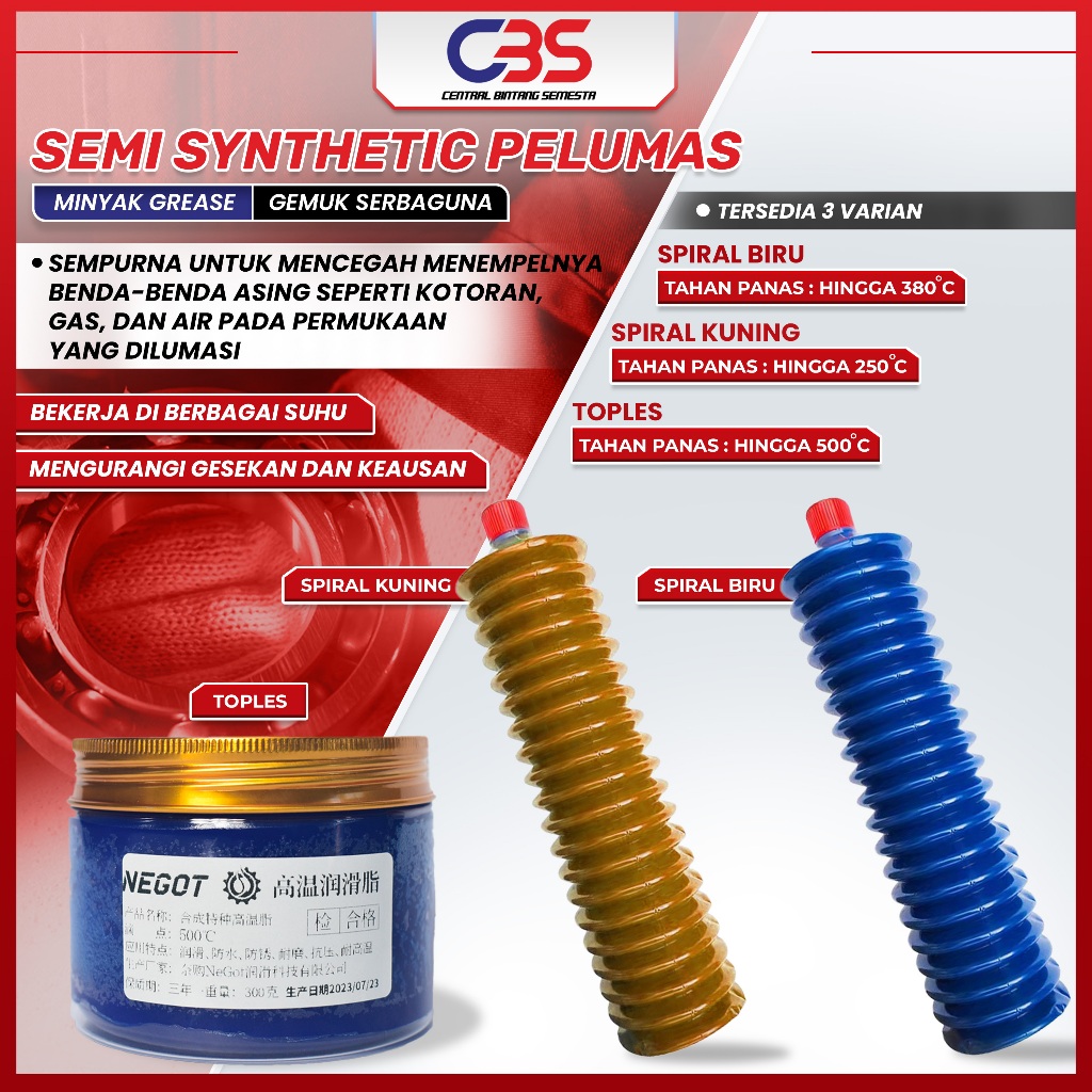 Grease - Stempet - Gemuk Semi Synthetic Pelumas Havy Duty 300 Gram Tahan Panas 300-500 Derajat