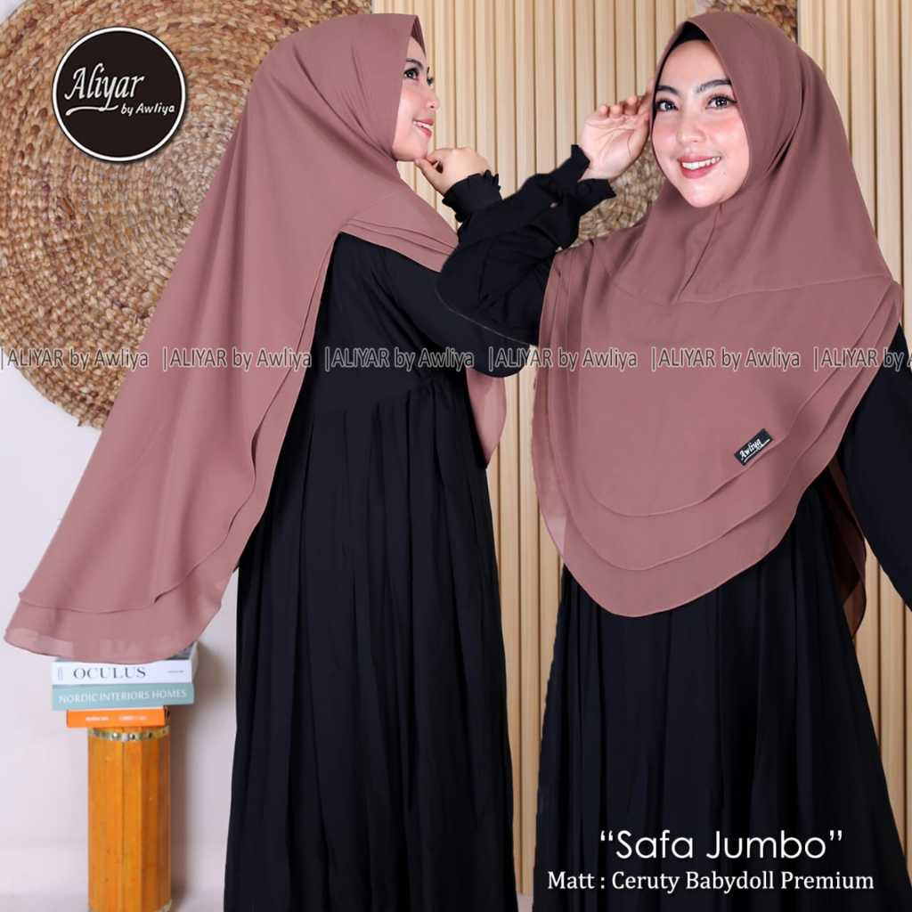 TERPOPULER Khimar Syar'i Safa Jumbo/Original Aliyar by Awliya/Kerudung Instan/Hijab Jumbo/Hijab