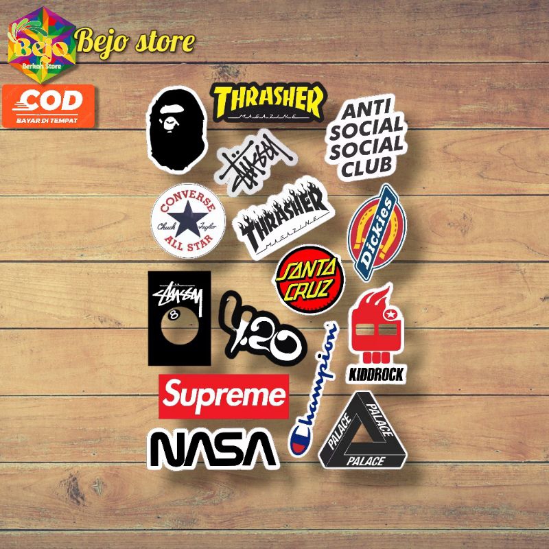 

STICKER STIKER BRAND 15PCS STIKER AESTHETIC AKSESORIS LAPTOP HP ANTI AIR MOTIF HELM DLL