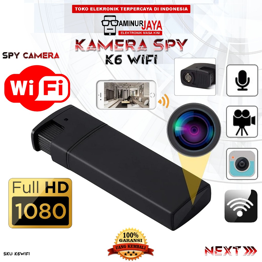 Kamera Korek Elektrik K6 Wifi Lighter V18 Hidden Spy Cam IP Camera Mini Tersembunyi Full HD 1080p K6