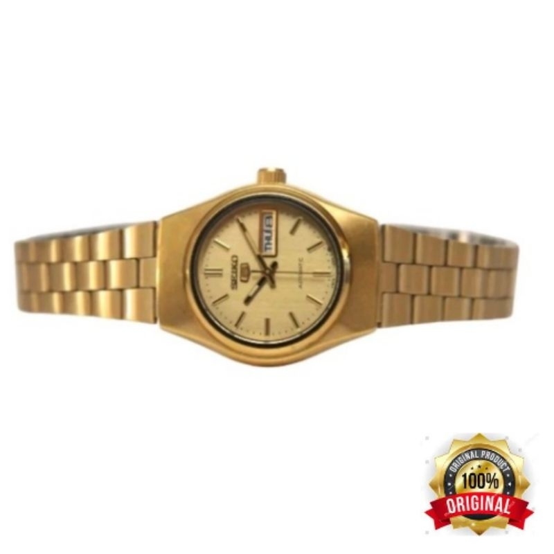 jam tangan wanita  SEIKO 5 Automatic SYMA04-K1 Gold ORIGINAL