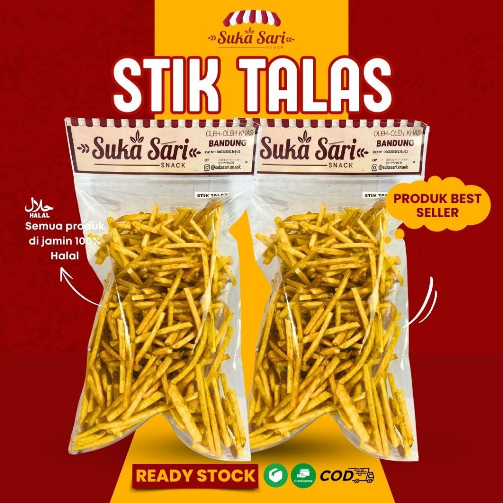 

Stik Talas Kunyit Cemilan Snack Oleh-Oleh Bandung | Sukasari Snack