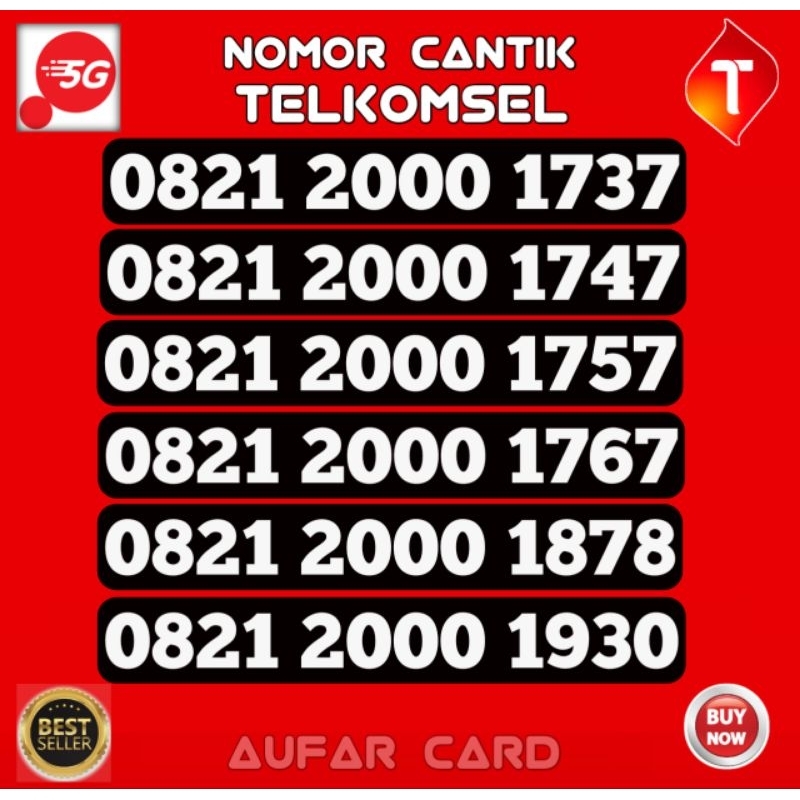 Nomor Cantik Telkomsel Simpati 5G Super 2000 Tengah 2000 Ekor Rapi