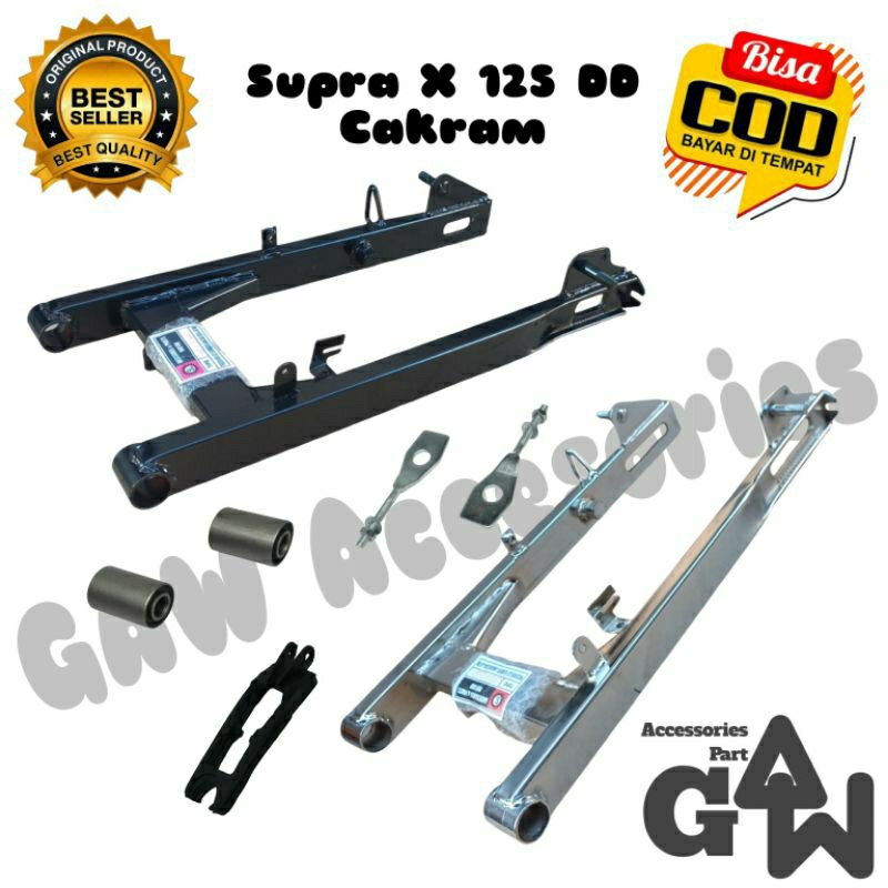 Swing Arm Arem Lengan Ayun Motor Honda Supra X 125 DD  Dobel Disc Cakram Belakang Crom Hitam