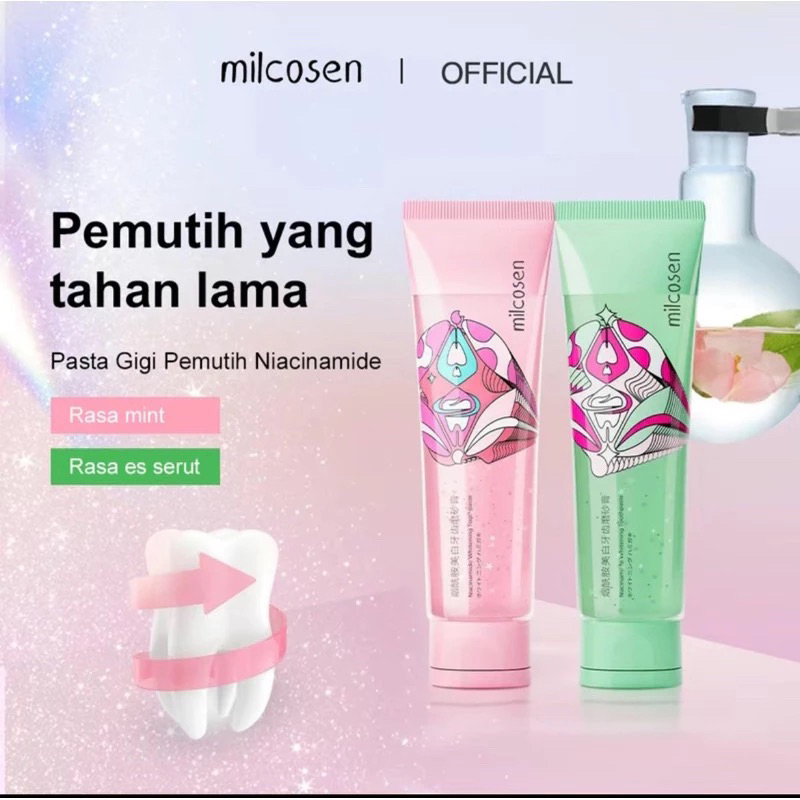 MILCOSEN niacinamide whitening  tothpaste gigi putih permanen /BYZOE 5IN1 FACE PEELING MASK ORIGINAL