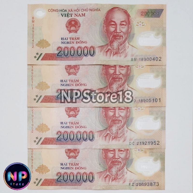 Souvenir Uang Asing Kuno Vietnam Dong 200.000 Dong Polymer