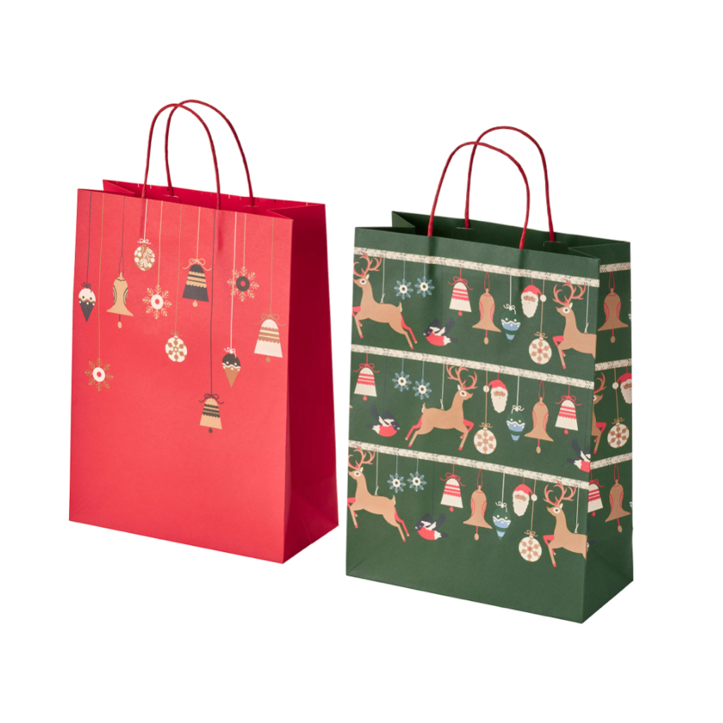 

VINTERFINT Tas kado isi 2 pcs, pola campuran merah/hijau, 26x35 cm