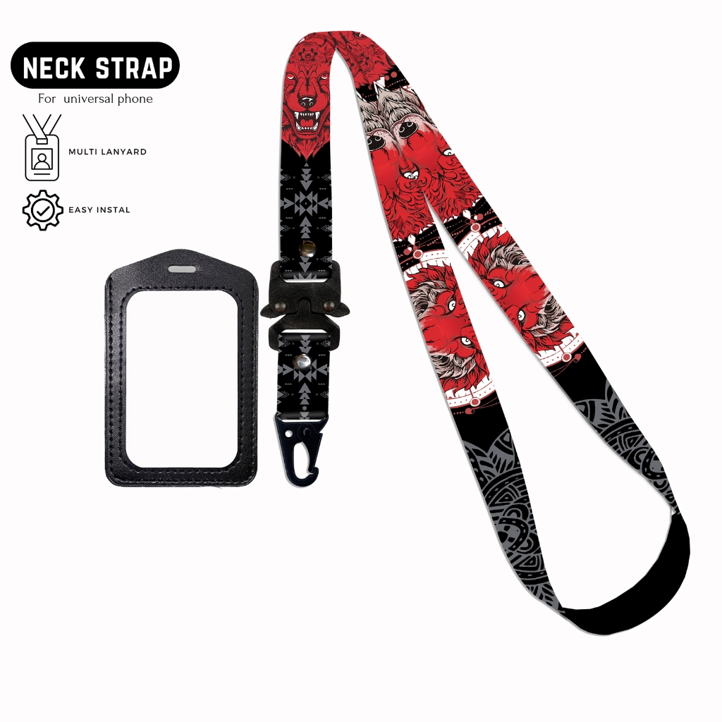 

Billwaz Lanyard Gantungan Id card Wolf Series Red