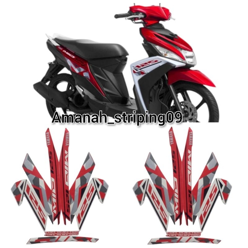 Lish lesh stiker striping standart motor MIO M3 2016 warna merah