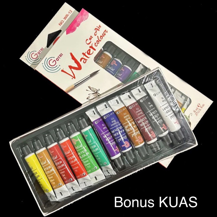 

Paket Spesial TRIFELO WATERCOLORCAT AIR VTRO 12 WARNA GOTRI kuas