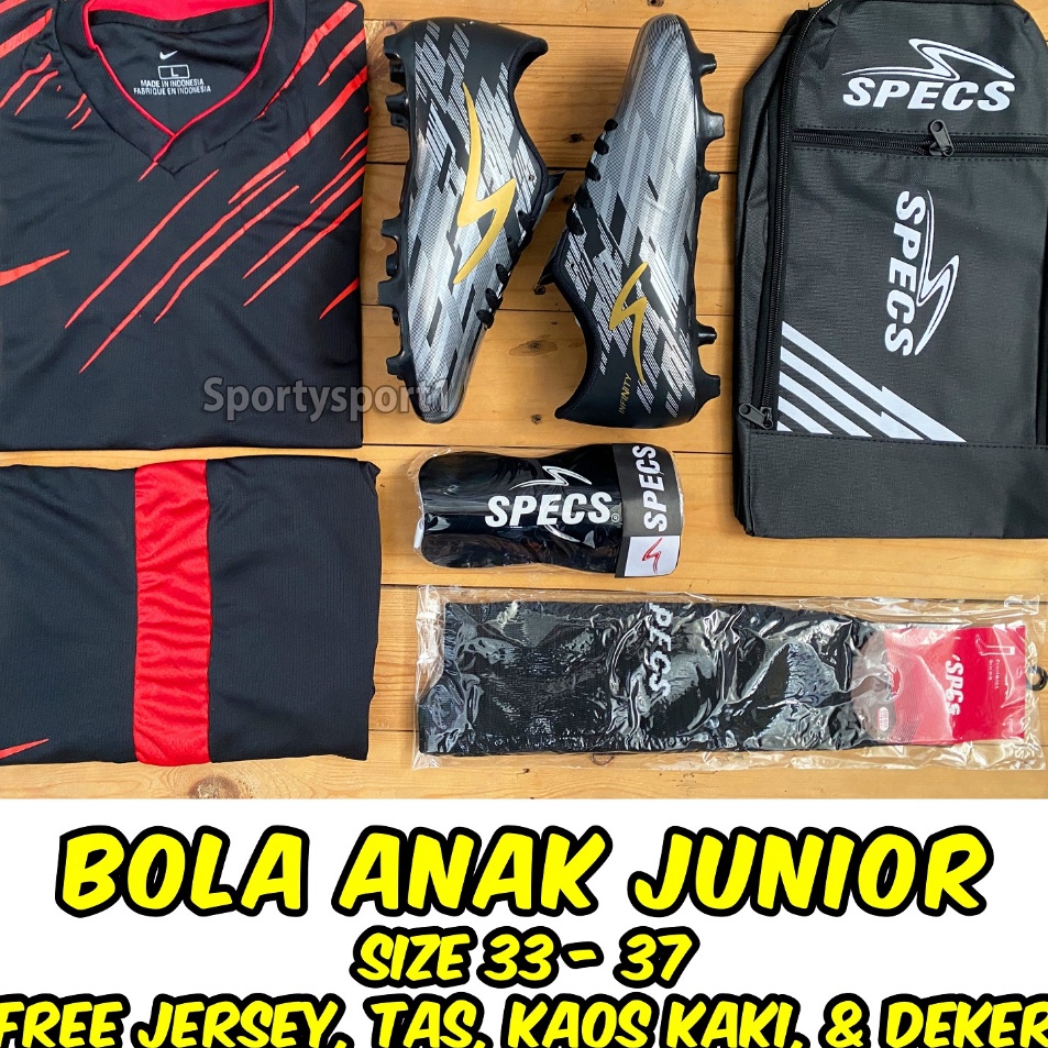 Paling Favorit  PAKET SEPATU BOLA ANAK DAPAT SETELAN JERSEY TAS SEPATU DEKER  KAOS KAKI SEPATU BOLA 